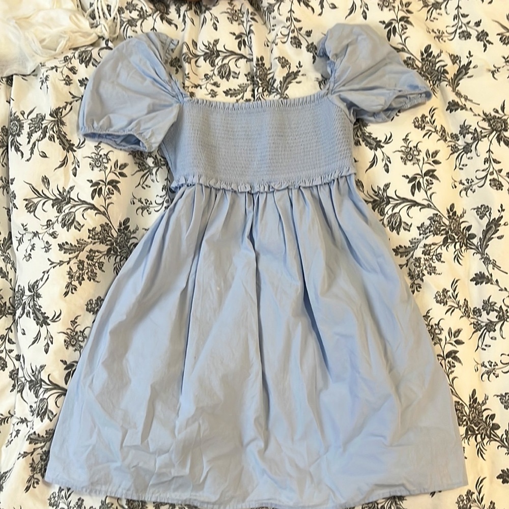 sunday best / aritzia | baby blue hadley puff sleeve dress | size S